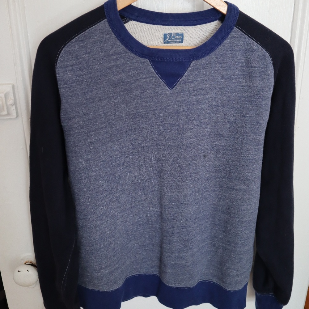 J Crew Men's Vintage Fleece Pullover | Blue | M
